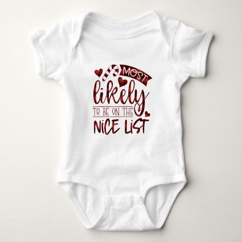 Funny Christmas Most Likely To Be Nice List Plaid Baby Bodysuit