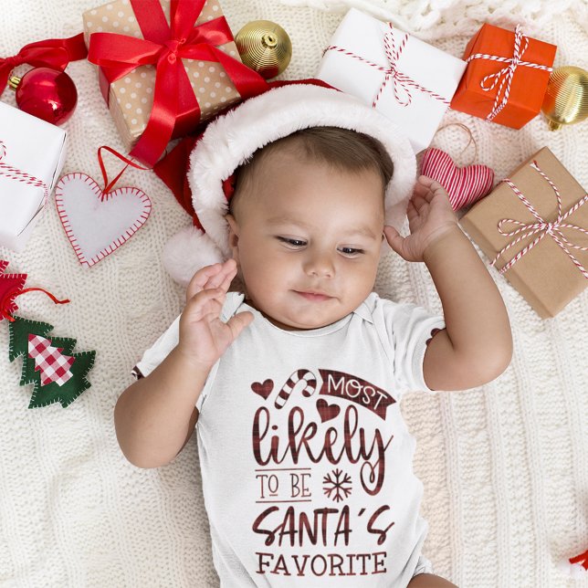 Funny Christmas Most Likely To Be Santas Favorite Baby Bodysuit (Funny Christmas Most Likely To Be Santas Favorite Baby Bodysuit)