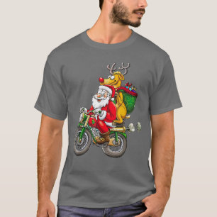 Funny Christmas Mountain Bike Santa Claus Biking T-Shirt