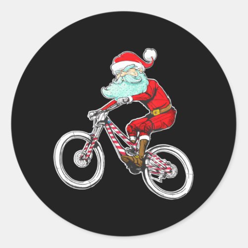 Funny Christmas Mountain Bike Santa Claus MTB Classic Round Sticker