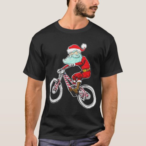 Funny Christmas Mountain Bike Santa Claus MTB T_Shirt