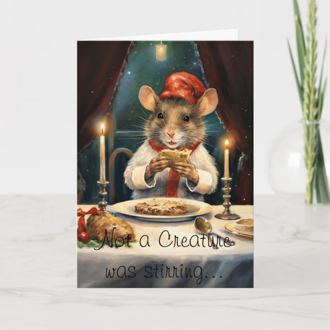 Funny Christmas Mouse with Poem Holiday Card (Front)