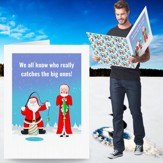 Funny Christmas Mrs. Claus Beats Santa At Fishing Card (Creator Uploaded)