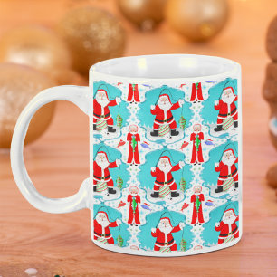 Funny Christmas Mrs. Claus Beats Santa At Fishing Coffee Mug