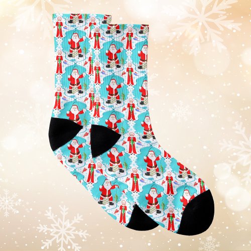 Funny Christmas Mrs Claus Beats Santa At Fishing  Socks