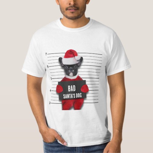 Funny Christmas Mugshot Bad Santas Dog T_Shirt