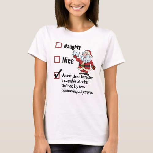 Funny Christmas Naughty Nice For Creative Writers T_Shirt