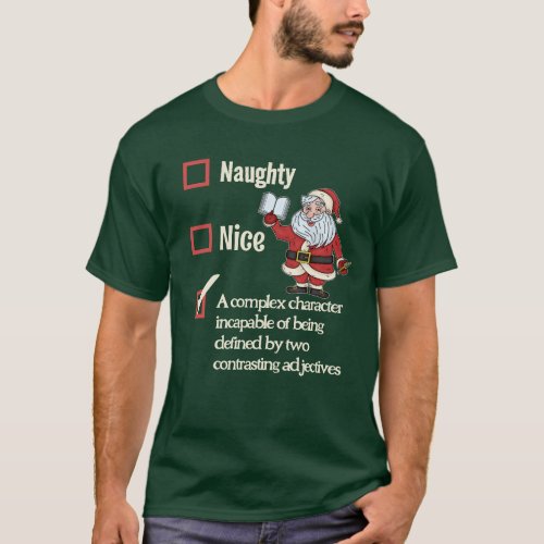 Funny Christmas Naughty Nice For Creative Writers T_Shirt