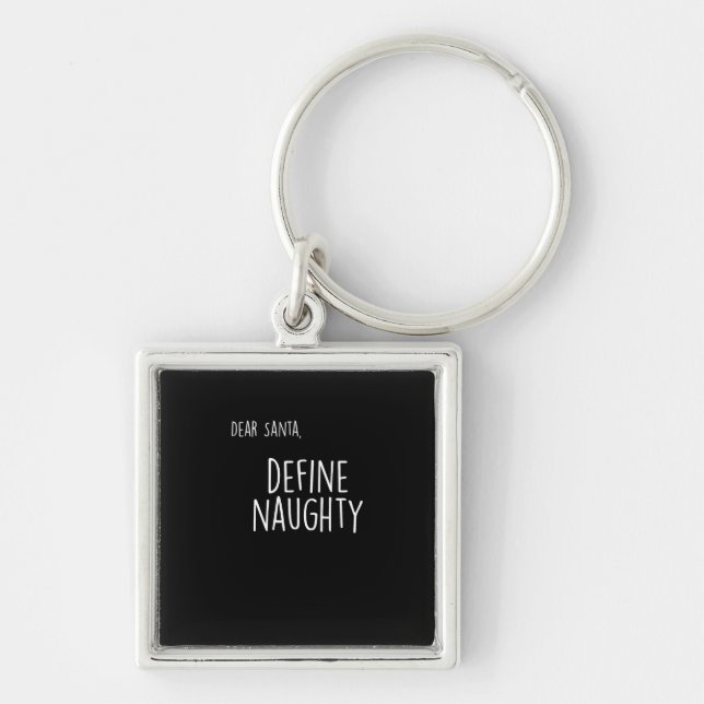 Funny Christmas Naughty Nice Santa Checklist  Keychain (Front)