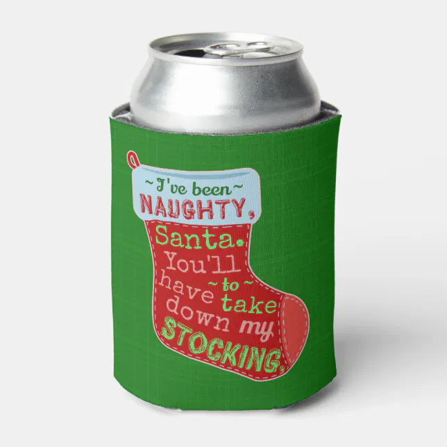 Funny Christmas Naughty Santa Claus Stocking Joke Can Cooler Zazzle