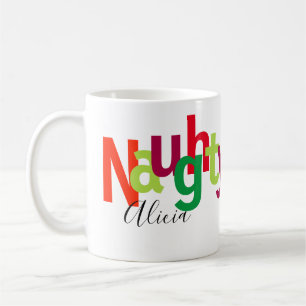 Funny Christmas Naughty Typography Monogram Coffee Mug