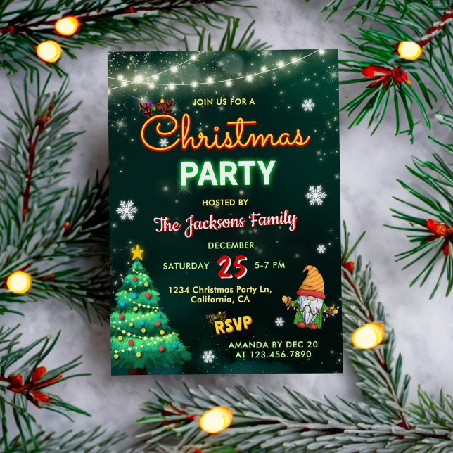 Funny Christmas Neon Sign Party  Invitation (Creator Uploaded)