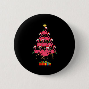 Funny Christmas Nk Flamingo Tree Holiday Bird Love Button