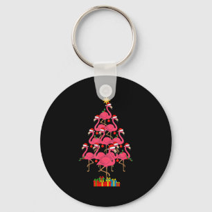 Funny Christmas Nk Flamingo Tree Holiday Bird Love Keychain