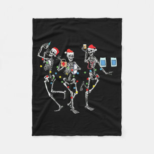 Funny Christmas Nurse Skeleton Nurse Dance Stethos Fleece Blanket
