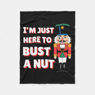 Funny Christmas Nutcracker- Bust A Nut Funny Mens Fleece Blanket