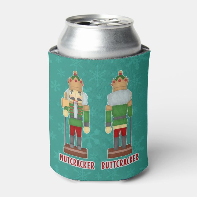 Funny Christmas Nutcracker Buttcracker Humorous Can Cooler (Can Front)