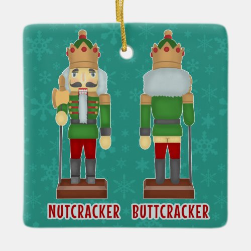 Funny Christmas Nutcracker Buttcracker Humorous Ceramic Ornament