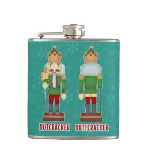 Funny Christmas Nutcracker Buttcracker Humorous Hip Flask