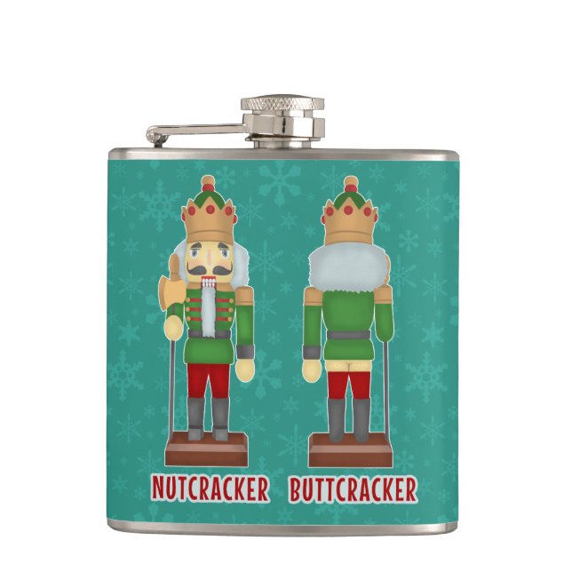 Funny Christmas Nutcracker Buttcracker Humorous Hip Flask (Front)