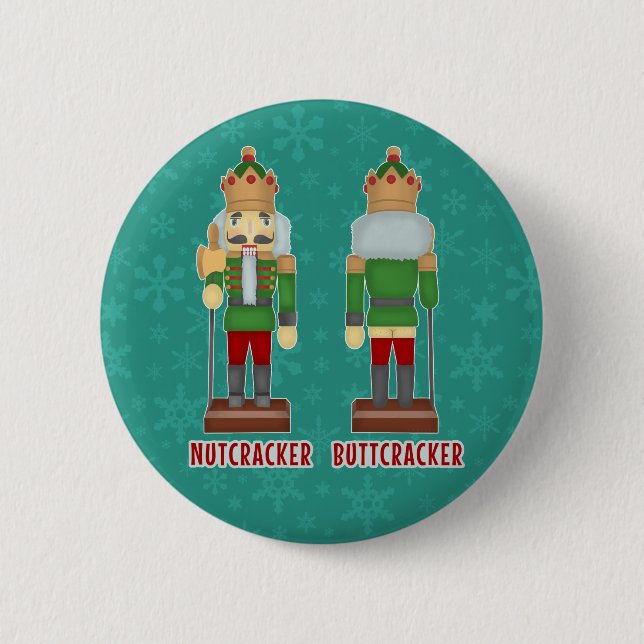 Funny Christmas Nutcracker Buttcracker Humorous Pinback Button (Front)