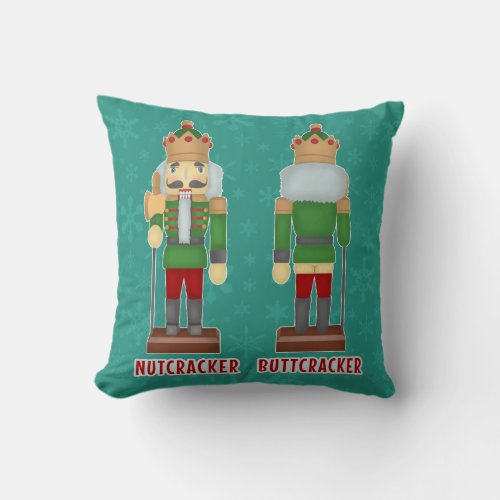 Funny Christmas Nutcracker Buttcracker Humorous Throw Pillow