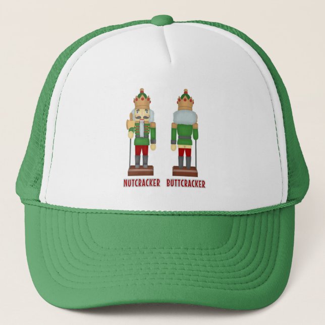 Funny Christmas Nutcracker Buttcracker Humorous Trucker Hat (Front)