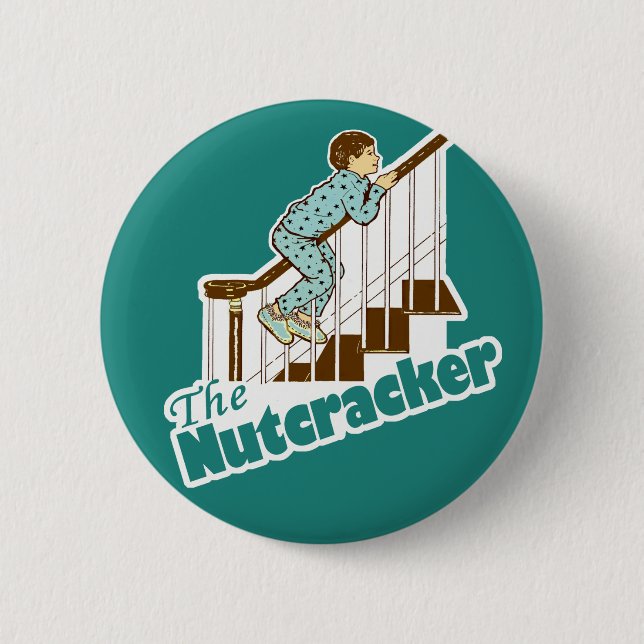 Funny Christmas Nutcracker Button (Front)