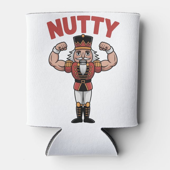 Funny Christmas Nutcracker Nuty Natural Fitness  Can Cooler (Front)