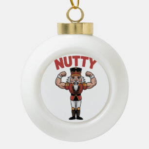 Funny Christmas Nutcracker Nuty Natural Fitness Ceramic Ball Christmas Ornament