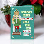 Funny Christmas Nutcracker Silly Holiday Joke<br><div class="desc">What do you call a nutcracker whose pants keep falling down? A buttcracker! These silly Christmas greeting cards include original cartoon drawings,  mistletoe corner embellishments and a snowflake background. They will really "crack" up your friends and family for the holidays!</div>