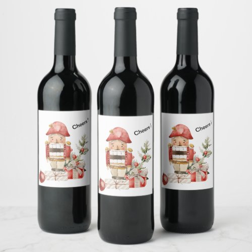 Funny Christmas Nutcracker Wine Label