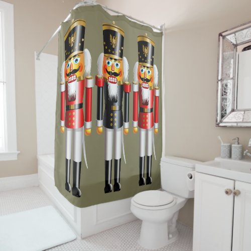 Funny Christmas Nutcrackers Toy Soldiers Shower Curtain