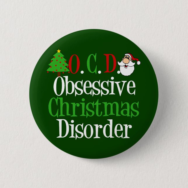 Funny Christmas Obsessed Pinback Button (Front)