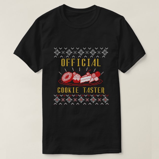 Funny Christmas "Official Cookie Taster" Graphic T-Shirt (Design Front)