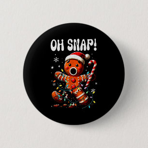 Funny Christmas Oh Snap Gingerbread Man Xmas Men W Button