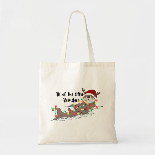 Funny Christmas Otter Tote Bag (Front)