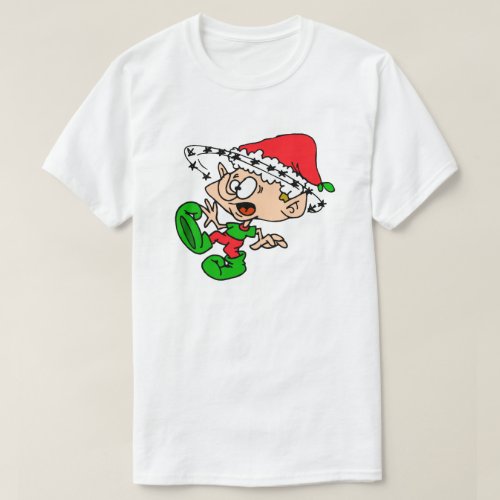 Funny Christmas Overwhelmed Elf Holiday Xmas Humor T_Shirt