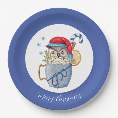 Funny Christmas Owl  Paper Plates