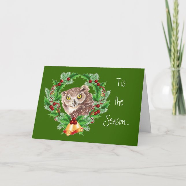 Funny Christmas Owl with Attitude Bird Humor Holiday Card (Front)