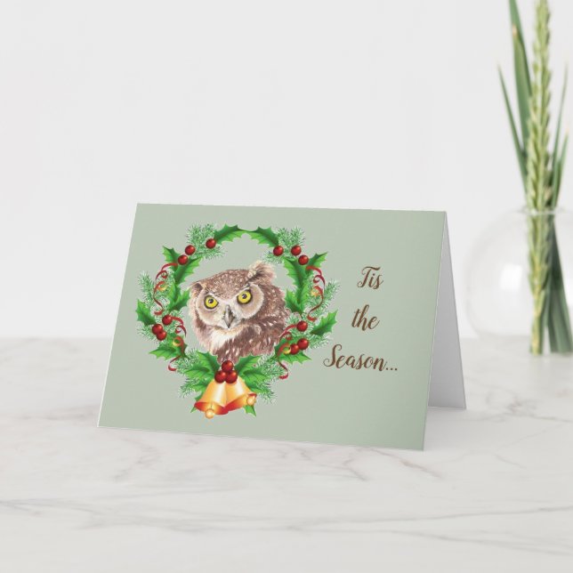 Funny Christmas Owl with Attitude Bird Humor Holiday Card (Front)