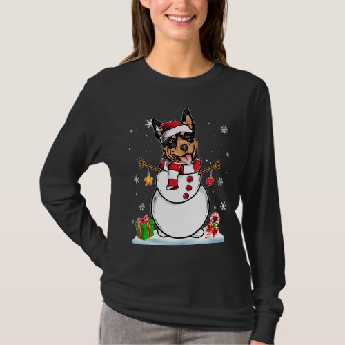 Funny Christmas Pajama Australian Kelpie Dog Santa T_Shirt