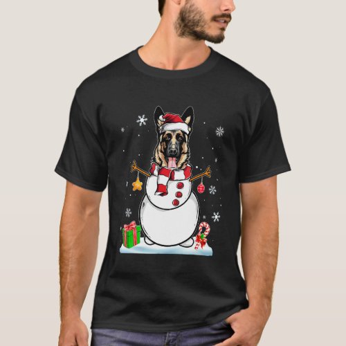 Funny Christmas Pajama German Shepherd Dog Santa S T_Shirt