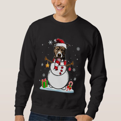 Funny Christmas Pajama Pitbull Dog Santa Snowman Sweatshirt