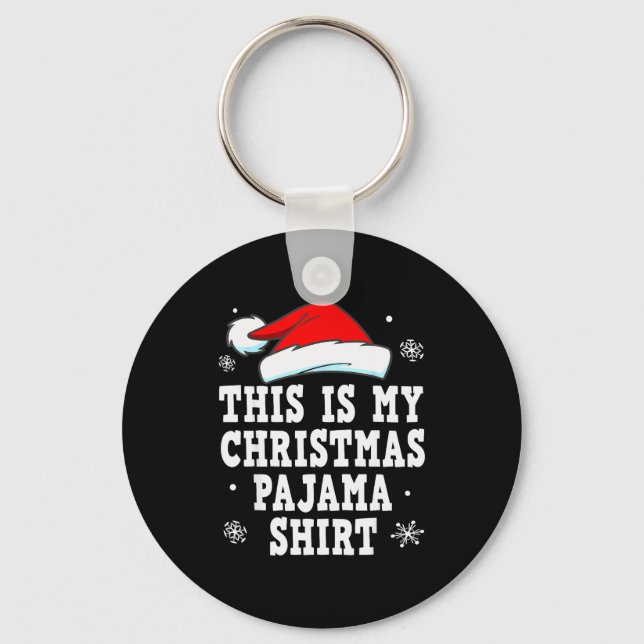 Funny Christmas Pajama Pj Outfit Mens Womens  Keychain (Front)