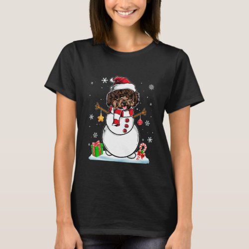 Funny Christmas Pajama Poodle Dog Santa Snowman T_Shirt