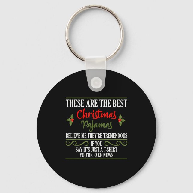 Funny Christmas Pajamas Donald Trump Gag Joke Pjs  Keychain (Front)