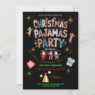 Funny Christmas Pajamas Party Chalkboard Invitation