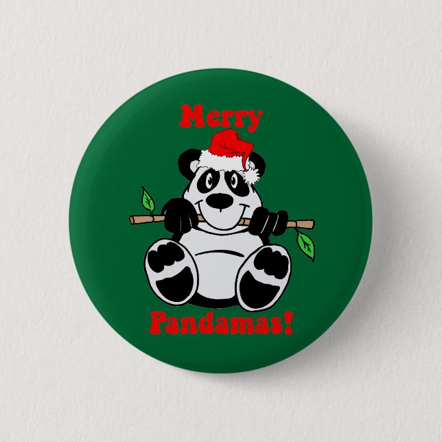 Funny Christmas Panda Bear Button (Front)