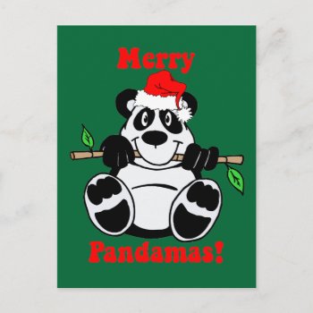 Funny Christmas Panda Bear Holiday Postcard by holidaysboutique at Zazzle